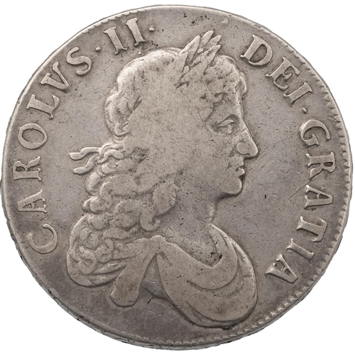 102 - 1668 King Charles II milled silver Crown with VICESIMO regnal year to the edge (S 3357, Bull 373). O... 