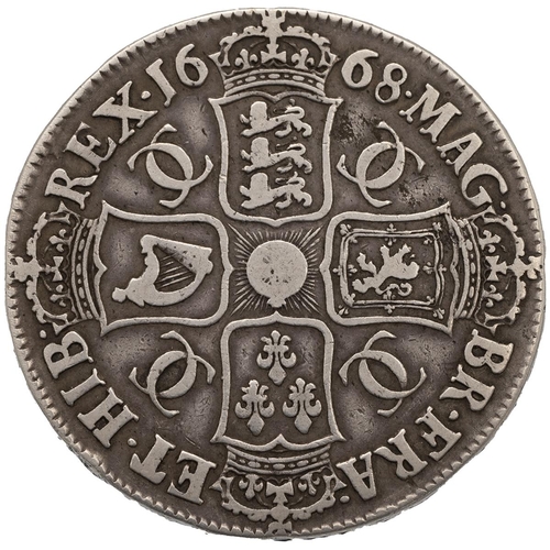 103 - 1668 King Charles II silver Crown with second bust and 'VICESIMO' to the edge (S 3357, ESC 36). Obve... 