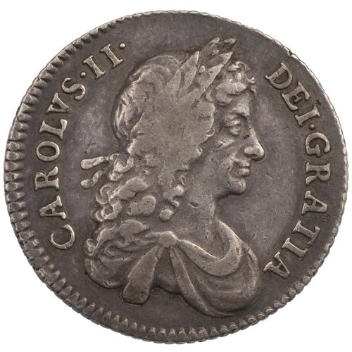 104 - 1668 King Charles II early milled silver Shilling (S 3375). Obverse: second milled laureate, draped ... 