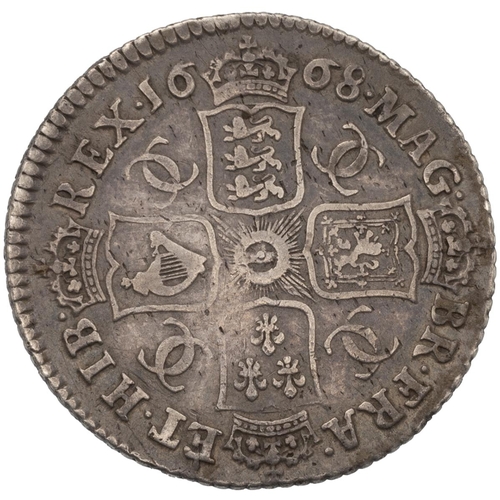 104 - 1668 King Charles II early milled silver Shilling (S 3375). Obverse: second milled laureate, draped ... 