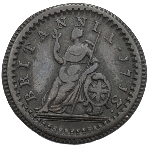 130 - 1713 Queen Anne copper pattern Farthing (Peck 737). Obverse: draped bust, facing left, 'ANNA · DEI ·... 