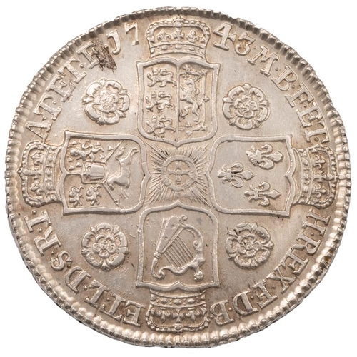 137 - 1743 King George II silver Halfcrown with 'DECIMO SEPTIMO' edge (S 3694, ESC 603a, Bull 1684). Obver... 