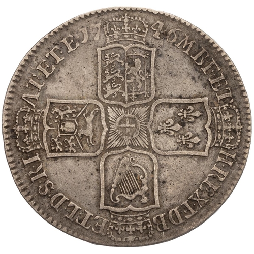 138 - 1746 King George II silver 'LIMA' Halfcrown with 'DECIMO NONO' edge (S 3695A, Bull 1688, ESC 606). O... 