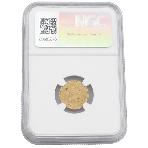 145 - 1810 King George III gold third type Third Guinea with graded AU 55 by NGC (S 3740, Bull 879). Obver... 