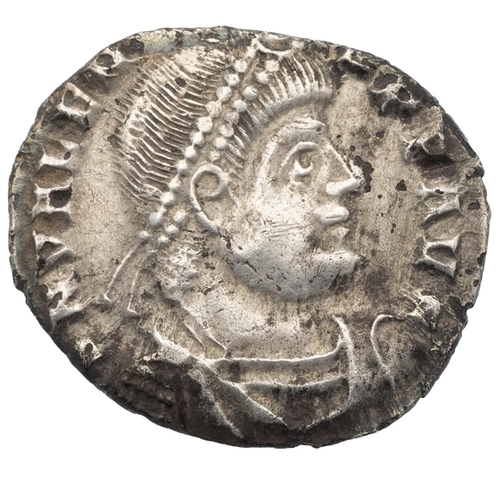 15 - 364-378 AD Valens silver AR Siliqua, Lugdunum (Lyon) mint (Sear 19662). Obverse: draped and cuirasse... 