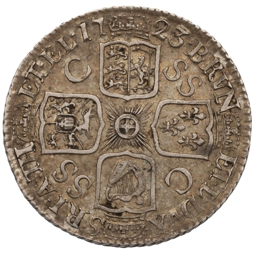 151 - 1723 South Sea Company King George I silver Shilling with 'SSC' in the angles (S 3647, Bull 1586, ES... 