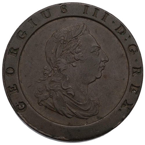 153 - 1797 King George III Soho Mint copper 'Cartwheel' Twopence coin (S 3776). Obverse: laureate draped b... 