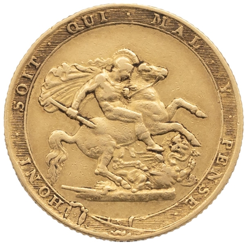 155 - 1820 King George III gold 'full' Sovereign with second laureate head (Marsh 4, S 3785C). Obverse: ri... 