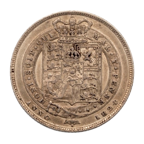 159 - 1824 King George IV silver Shilling with Benedetto Pistrucci's first laureate head (S 3811, ESC 1251... 