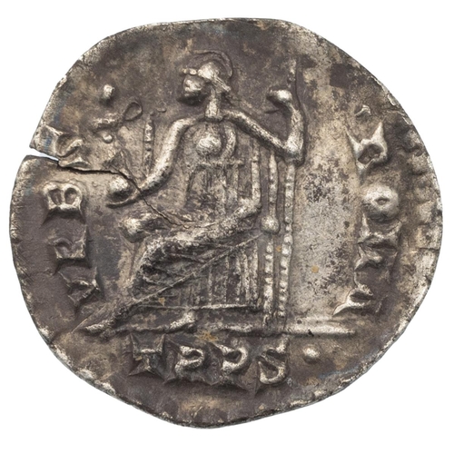 16 - 364-378 AD Valens silver AR Siliqua, Trier mint (Sear 19675). Obverse: right-facing diademed cuirass... 