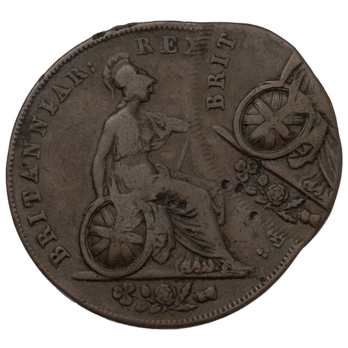 163 - 1826 George IV copper Halfpenny with impressive misstrike error with around 20% double struck (S 382... 