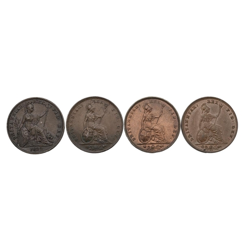 166 - Four (4) high-grade King George IV And King William IV copper Farthings. Includes (1) 1822 Farthing,... 