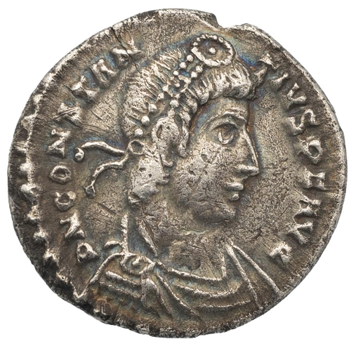 17 - 337-361 AD Constantius II silver AR Siliqua, Lugdunum (Lyon) mint (Sear 17932). Obverse: draped, cui... 