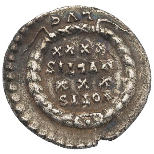 17 - 337-361 AD Constantius II silver AR Siliqua, Lugdunum (Lyon) mint (Sear 17932). Obverse: draped, cui... 