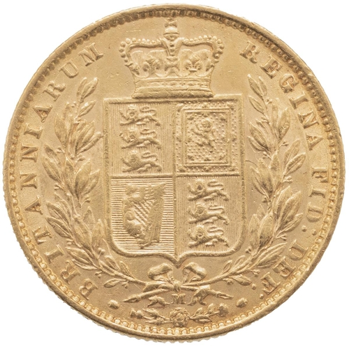 170 - 1874-M Queen Victoria Melbourne mint gold 'Young Head' Sovereign (Marsh 96, S 3853B). Obverse: Willi... 