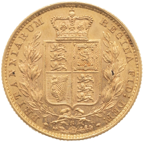 171 - 1879-S Queen Victoria Sydney mint gold 'Young Head' Sovereign with A over A (S 3858A, Marsh 116). Ob... 