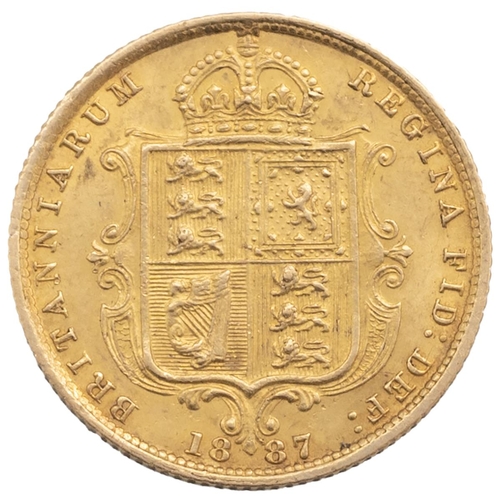 176 - 1887 Queen Victoria 'Jubilee Head' gold Half Sovereign, London mint (S 3869, Marsh 478). Obverse: Jo... 