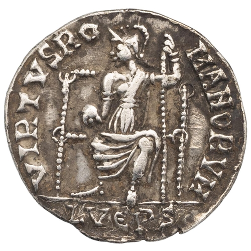 19 - 367-383 AD Gratian silver AR Siliqua, Lugdunum (Lyon) mint (RIC 27). Obverse: draped and diademed bu... 