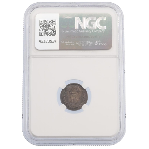 192 - 1887 Queen Victoria Jubilee Head silver Threepence coin graded MS 65 by NGC (S 3931). Obverse: crown... 