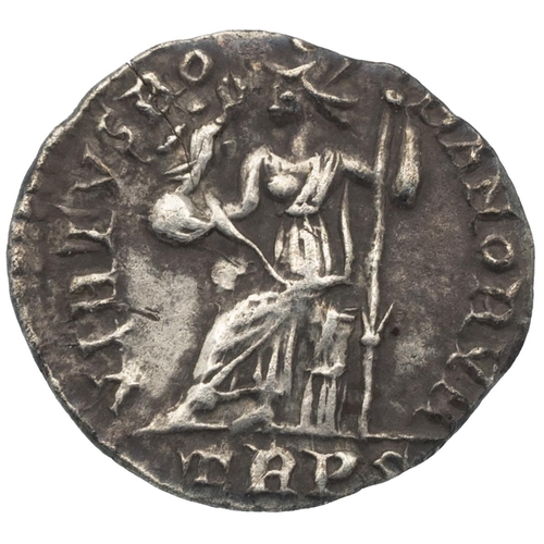 20 - 383-408 AD Arcadius silver AR Siliqua, mint of Trier (Sear 20761). Obverse, pearl-diademed draped an... 