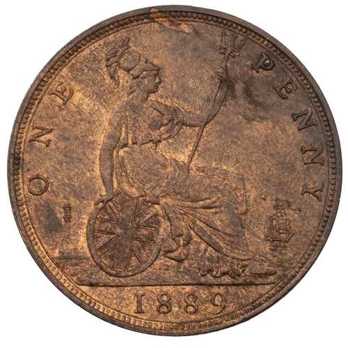 200 - 1889 Queen Victoria bronze 'Bun Head' Penny type 12+N (S 3954). Obverse: type 12 left-facing laureat... 