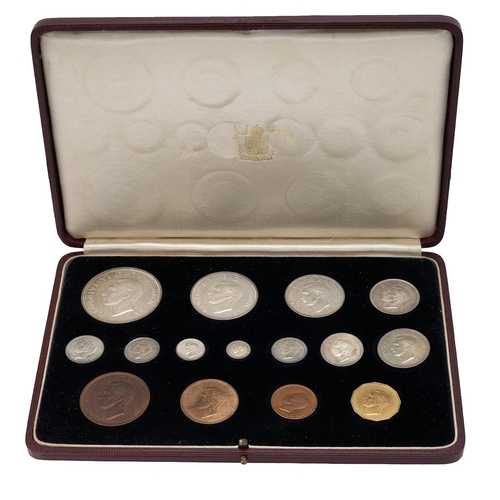 226 - 1937 George VI Coronation 15-coin specimen proof set with Maundy Money in the box of issue. Includes... 