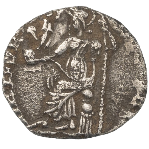 23 - 393-423 AD Honorius silver AR Half Siliqua, rare, uncertain mint. Obverse: pearl diademed bust, drap... 