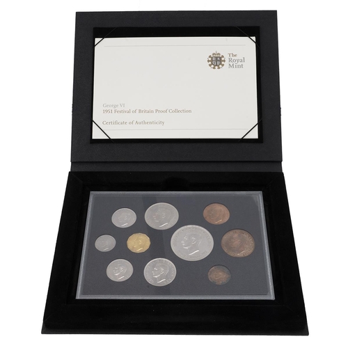 231 - 1951 Festival of Britain Proof Collection 9-coin set repackaged in a black folio by The Royal Mint i... 