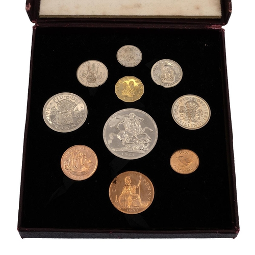 233 - 1951 Festival of Britain King George VI ten-coin proof specimen set in the original Royal Mint box. ... 