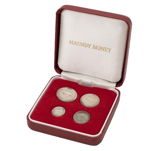 237 - 1890 Queen Victoria 'Jubilee Head' four-coin silver Maundy Money set in a box. Includes (1) 1890 Mau... 