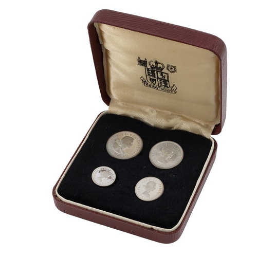 244 - 1973 Queen Elizabeth II four-coin silver Maundy Money set in Royal Mint box, sealed in pack. Include... 