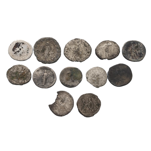 27 - Twelve (12) Roman silver AR coins, a range of Emperors, mints and grades, one plated, one broken. We... 