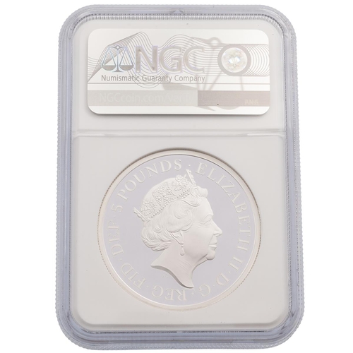 296 - 2019 Royal Mint Una and the Lion silver proof 2oz coin graded PF 68 Ultra Cameo by NGC. Obverse: por... 