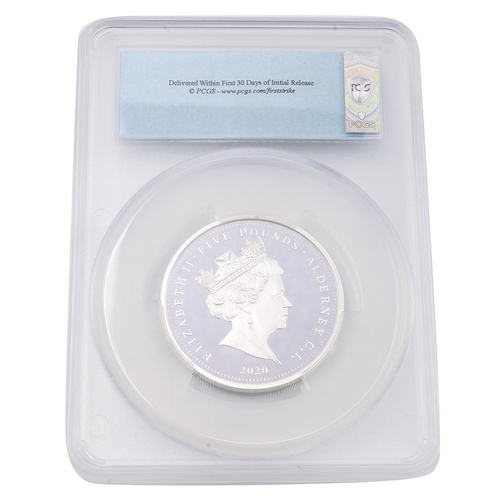 297 - 2020 Alderney Three Graces silver proof £5 2oz graded PR70DCAM by PCGS. Obverse: right-facing crowne... 