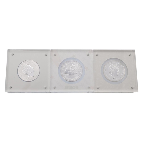 301 - Three (3) Royal Mint Music Legends silver 1oz brilliant uncirculated coins in acrylic cases. Include... 