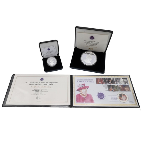 303 - Three (3) Queen Elizabeth II Platinum Jubilee silver proof collectors coins and stamps. Includes (1)... 