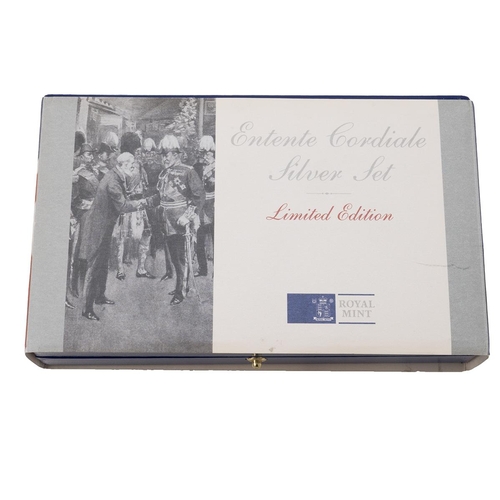 311 - 2004 Entente Cordiale silver proof UK and France coin set, issued by The Royal Mint and the Monnaie ... 