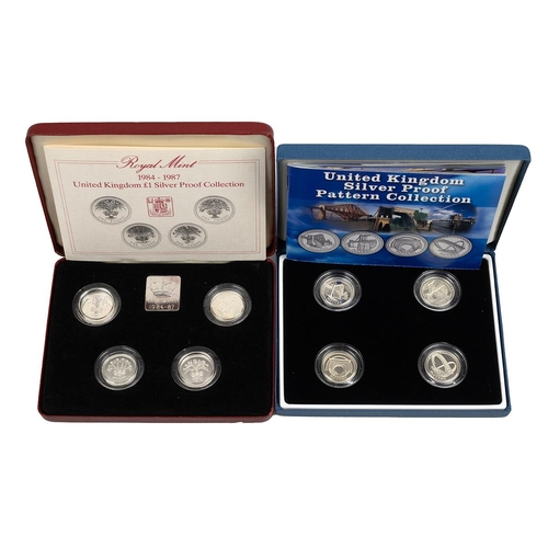 317 - Four (4) silver proof Royal Mint £1 coin collectors sets. Includes (1) 1984-1987 National flowers 4-... 