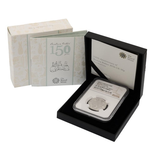 320 - 2016 Beatrix Potter 150th Anniversary silver proof 50p graded PF 70 ULTRA CAMEO with box and COA. Ob... 