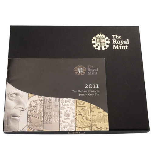 326 - 2011 low mintage standard Royal Mint 14-coin UK proof set in the original black card box. Includes (... 