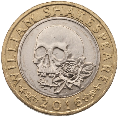 333 - 2016 William Shakespeare's Tragedies skull and rose error edge circulating £2 coin from The Royal Mi... 