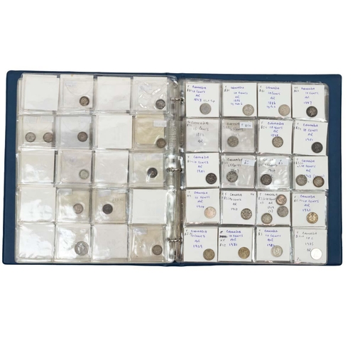 338 - Large coin album containing Canadian coins and tokens in silver and base metal. Includes coinage fro... 