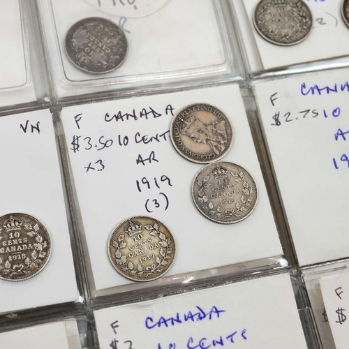 338 - Large coin album containing Canadian coins and tokens in silver and base metal. Includes coinage fro... 