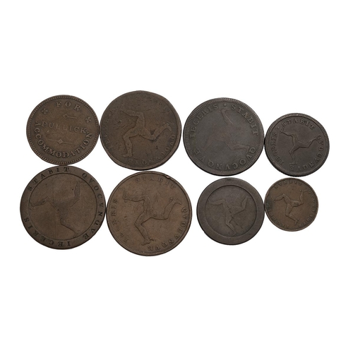 359 - Eight (8) Isle of Man Georgian and Victorian copper coins and a Manx token. Includes (1) 1786 Penny,... 