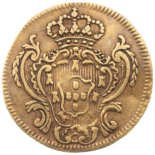 365 - 1780 Queen Maria I and King Pedro III gold Half 1/2 Escudo, Lisbon mint (KM 269). Obverse: conjoined... 