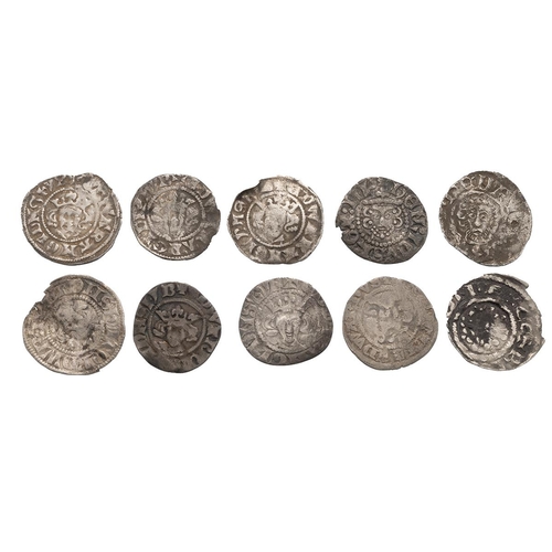 39 - Ten (10) silver Pennies of King Edward I (1272-1307) and King Edward II (1307-1327). Weight: 12g tot... 