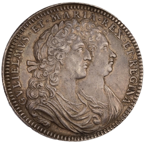 399 - 1689 King William III and Queen Mary II official silver coronation medal by J Roettier (Eimer 312a).... 