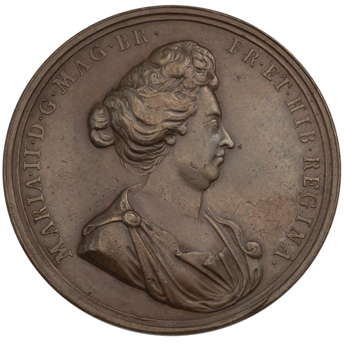 400 - 1694 death of Queen Mary II memorial bronze medal by J and N Roettier (Eimer 362). Obverse: right-fa... 