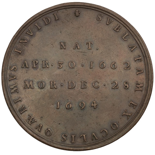 400 - 1694 death of Queen Mary II memorial bronze medal by J and N Roettier (Eimer 362). Obverse: right-fa... 