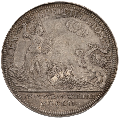 401 - 1702 Queen Anne official silver coronation medal by John Croker (Eimer 390, Wollaston 10). Obverse: ... 